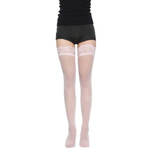Sheer Thigh-High Stockings with Stretch Lace Top For Women Silky Stocking Tights
