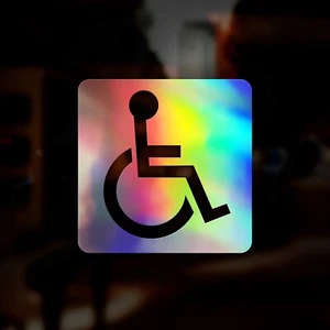 Disabled Badge Sticker Decal, Chrome Holographic Oil Slick Vinyl Disability Sign - Picture 1 of 1