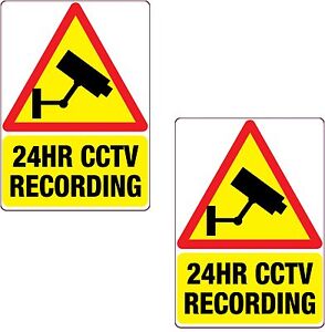 2 x 24HR CCTV Recording Sticker Red Printed Vinyl Label Home Shop Business
