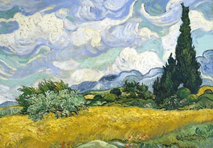 Wheat Field with Cypress Poster Swirling Sky Wall Art- 16x12/20x16/24x18/36x24 - Picture 1 of 11