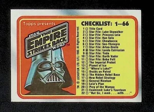 1980 Topps Star Wars The Empire Strikes Back Checkliste Karten #131, 1-66 - Bild 1 von 2