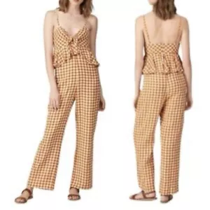 Tuta Saylor marrone a quadri nodo davanti spaghetti strap gamba dritta donna taglia S - Foto 1 di 18