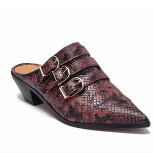 Neu Joie Cabery Pantolette Schlangenprägung Leder Blockabsatz Rouge Rot Gr. 40 / 10 - Bild 1 von 12