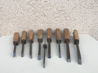 Lot de 9 anciennes bédanes / Goldenberg / Coulaux / Outils anciens - Photo 1/4