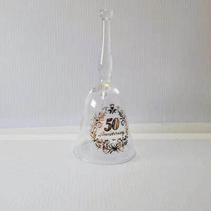 50th Anniversary Clear Glass Bell Gold Imprint Viking USA  6 1/4" Tall - Picture 1 of 9