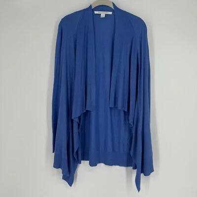 Diane Von Furstenburg Cardigan Women’s small S blue linen blend open sweater - Image 1 of 4