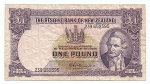 1956 – 1967 New Zealand R.N. Fleming 1 Pound Note F - Picture 1 of 2