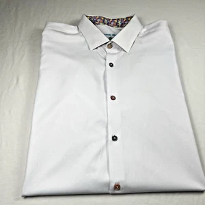 Visconti Black Shirt Mens XLT White Flip Cuff Long Sleeve Colored Buttons Nice - Picture 1 of 17