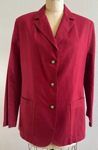 LL Bean Women's Sz 12 Red Linen Cotton Blazer Jacket 3-Button EUC - Picture 1 of 5