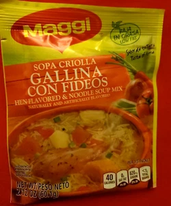 6 PACK HEN FLAVORED & NOODLE SOUP MIX /SOPA CRIOLLA GALLINA CON FIDEOS - Picture 1 of 6