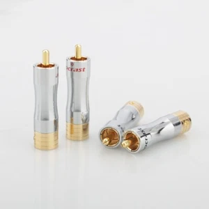 4PCS RCA Male Plug 8mm Adapter Audio Phono 24K Gold Plated Solder Connector - Picture 1 of 9