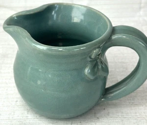 Van Briggle Colorado Springs Green Creamer Pitcher w/ Bow Deborah Hager 3" - Picture 1 of 7