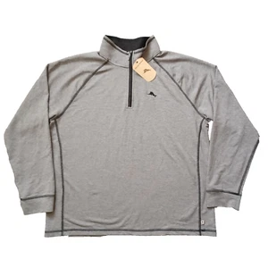Tommy Bahama 1/4 Zip Pullover Mens XL Gray Black Pullover Long Sleeve NWT - Picture 1 of 15
