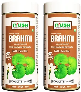 IYUSH Herbal Ayurveda Organic Brahmi Powder Pack of 2 - 100 gm each - Picture 1 of 4