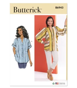 Butterick Sewing Pattern 6943 Misses 18-26 Loose Shirt Top Tunic Dolman Sleeves - Picture 1 of 7