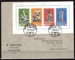 Switserland 1940 Sc#B105 Pro Patria block on letter cat.€1200++ VF-XF. With cert - Picture 1 of 3