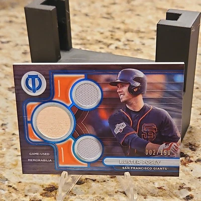 BUSTER POSEY - 2024 Topps Tribute Triple Blue Relic (/150) Card #TTR-BP Giants - Image 1 of 4