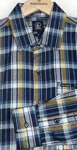 Mens VOLCOM L/S Flannel Button Shirt Donner Classic Fit Multicolor Plaid Small - Picture 1 of 10