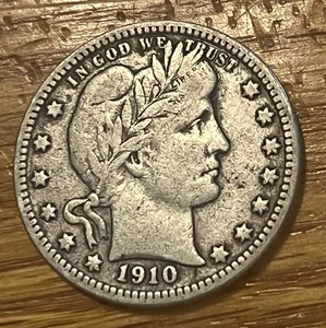1910-d Barber Quarter , VF , scarce - Picture 1 of 6