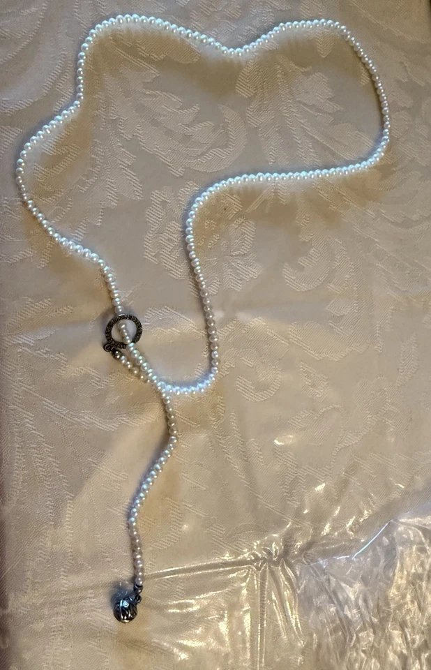 Raro Retirado VHTF Pandora Tejido Esplendor 925 Collar de Perlas 590148D-60 Foto 1 de 4