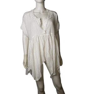 We The Free Sugar Rush Babydoll Tunic Top Womens Small White Cotton Boho - Picture 1 of 7