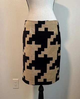 Falda Trina Turk Vintage Estampado Geométrico Negro Bronceado Diseño Pixel Para Mujer Talla 4” Foto 1 de 4