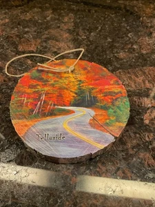 Telluride CO Adorno Pintado en Tronco de Árbol Colorado Recuerdo Adorno de Navidad - Imagen 1 de 3