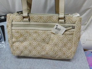 Borsa a mano Jaclyn Smith donna beige marrone tracolla tote bag modello geometrico borsetta - Foto 1 di 13