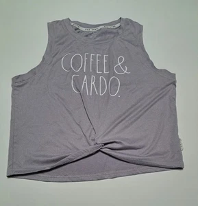 Camiseta sin mangas corta Rae Dunn café y cardio torcida grande púrpura para mujer - Imagen 1 de 5