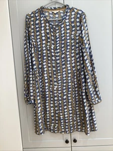 White Stuff Blue printed shirt dress, size 14 Long Sleeve (M1/9) - Picture 1 of 4