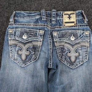 Pantalones De Colección Rock Revival Para Hombres 32x31 Azul Denim Manny Corte Bota Envejecido Y2K - Imagen 1 de 18