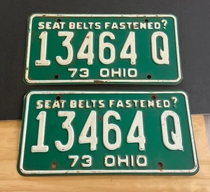 Pair 1973 Ohio License Plate Tag 13464 Q - Picture 1 of 1