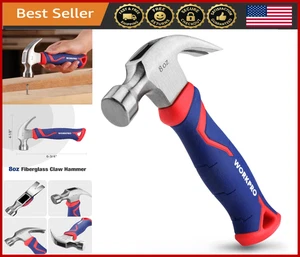 8 oz Claw Hammer Fiberglass Handle, All-Purpose, Forged Steel Head Durable Tool - Picture 1 of 8