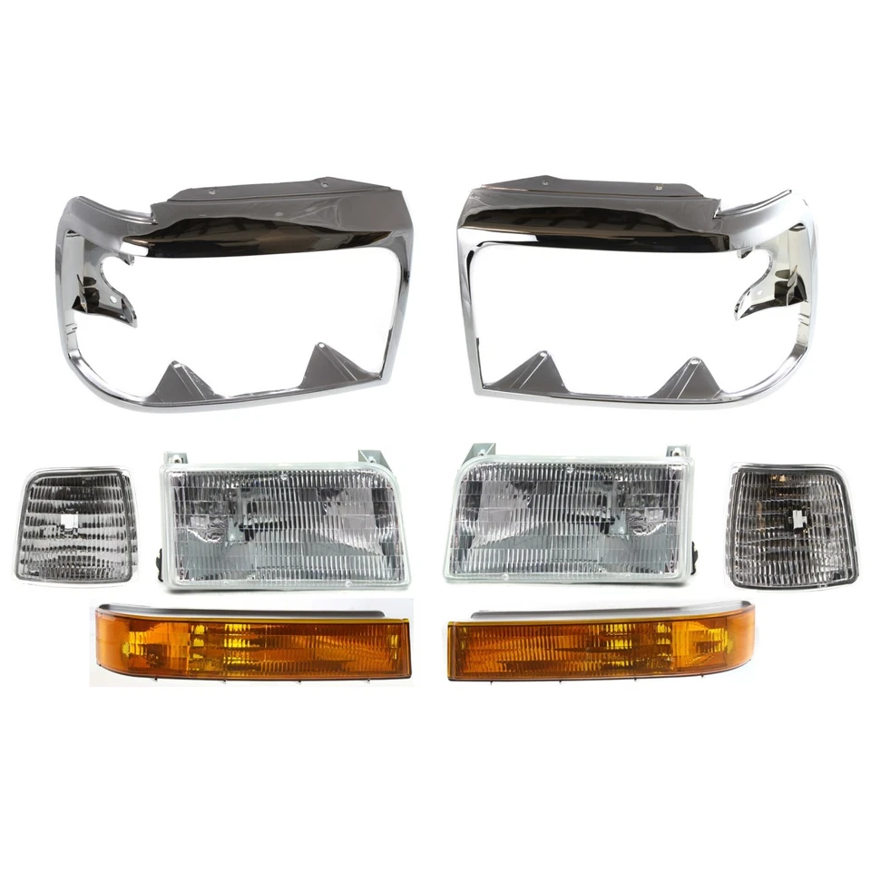 Kit de faros para 92-96 Ford F-150 Bronco F-250 F-350 luz de esquina intermitente Foto 1 de 4