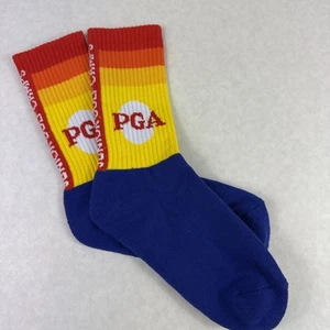 PGA Junior Golf Camp Socks Unisex Athletic Bright Yellow Blue Red Orange Rainbow - Picture 1 of 9