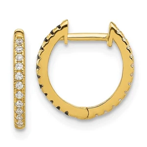 Pendientes de aro Huggie reversibles con bisagras de circonita cúbica de oro amarillo de 14K L-12,9 mm - Imagen 1 de 5