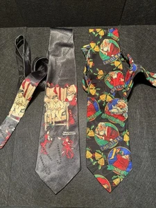 Menge 2 Vintage Weihnachten Neuheit Krawatten Weihnachtsmann Urlaub Krawatte Papa Opa - Bild 1 von 9