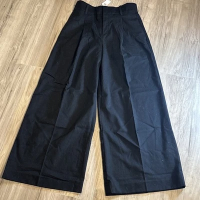 Nuevo con etiquetas Pantalones de vestir Banana Republic pierna ancha elásticos negros bolsillos talla 8 Foto 1 de 4