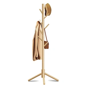 Wooden Coat Rack, Free Standing Coat Rack with 8 Hooks 3 Adjustable Heights f... - Picture 1 of 8