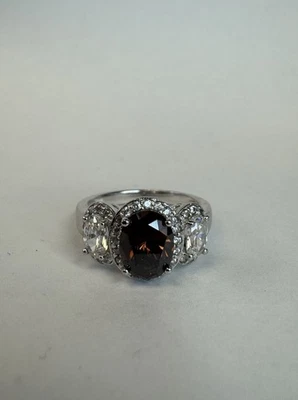 ESTATE 925 Sterling Silver CZ & Tourmaline Ring SZ: 8 - Image 1 of 4