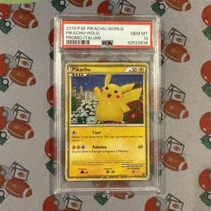 PSA 10 PIKACHU HOLO PROMO PIKACHU WORLD 2010 Pokemon Italian GEM MT - Picture 1 of 2