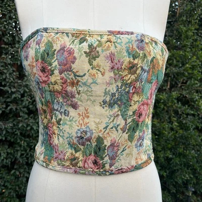 Tic Toc Floral Tapestry Lace Up Corset Women’s Small Cottage - Image 1 of 4