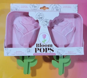 4-Pack Pink Rose Shape Silicone Popsicle Molds - Picture 1 of 4