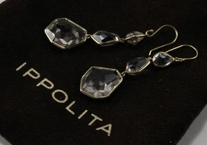 IPPOLITA 18K GELBGOLD MIT KLAREM QUARZ 3 STEINEN OHRHÄNGER HAKEN OHRRINGE - Bild 1 von 8