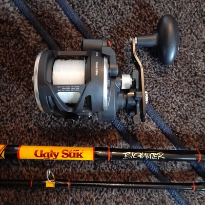 Ugly Stik Bigwater Casting 9' Fishing Rod & Penn Rival Level Wind 15 Reel Combo - Image 1 of 4