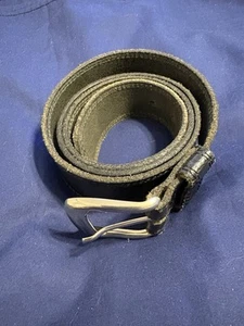 Men's Black Leather Casual Belt with Black Stitching Size 36 - Picture 1 of 6