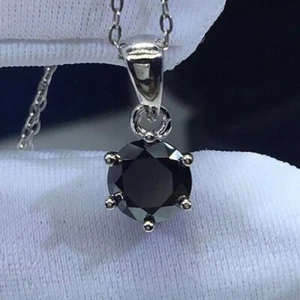 Colgante solitario de diamantes negros de 20 quilates ¡Calidad certificado AAA! Colgante unisex - Imagen 1 de 3
