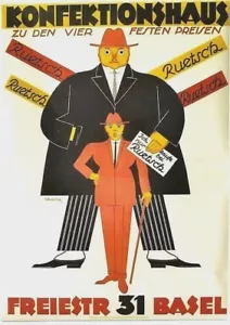 Original vintage poster RUETSCH SWISS MEN'S FASHION c.1925 - Picture 1 of 1