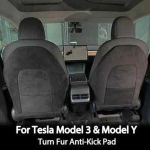 2023 For Tesla Model 3 2017-2023  Turn Fur Suede Seat Back Anti Kick Protectors - Foto 1 di 16