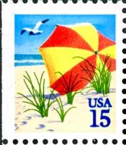 US #2443 MNH 1990 Beach Umbrella Seagull Mini-Scape [Left Booklet Single] - Picture 1 of 1